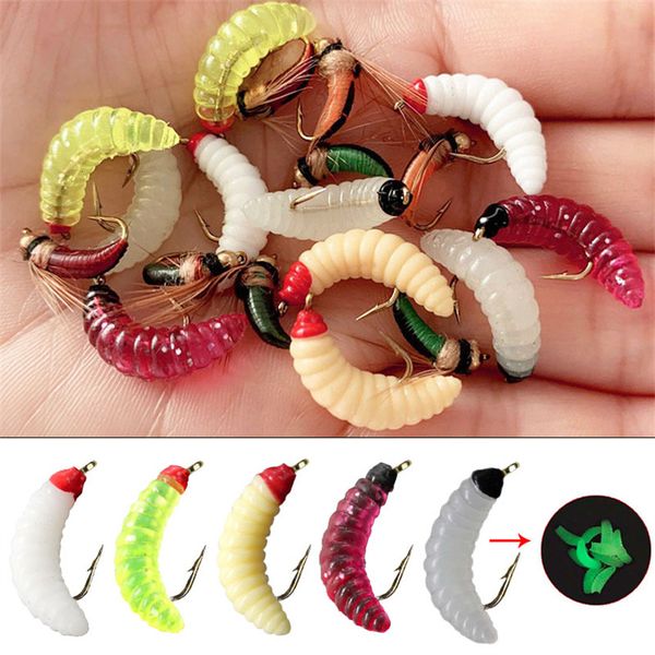 

baits lures 1pcs 10 brass bead head fast sinking nymph maggots bug worm flies trout fly fishing lure bait 230801
