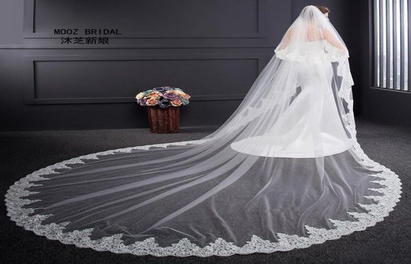 

wedding veil long length two layers 3m width elegant luxury real image long elegant lace bridal veils with metal comb1413458, Black