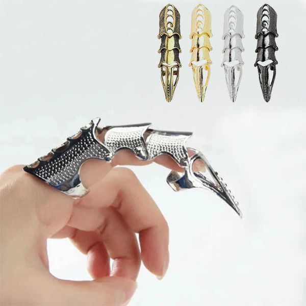 

imixlot punk ring rock scroll joint armor knuckle metal full finger claw rings halloween adjustable set, Silver