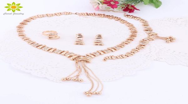 

jewelry sets for women crystal tassel necklace sets fine african beads earrings gold plated wedding dress accessories7082519, Slivery;golden
