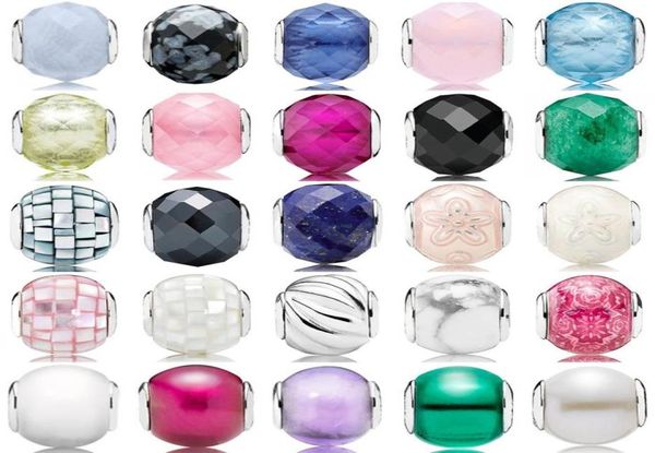 

new 100% 925 sterling silver beads charms multicolor essence murano glass beads collocation diy bracelet & bangle fine jewelry gift5517437, Black