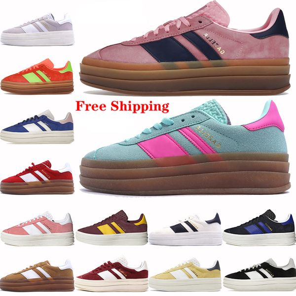 

shoes designer 2023 gazelle bold casual shoes men sneakers sports indoor suede trainers pink glow platform shoe adimatic solar orange green, Black