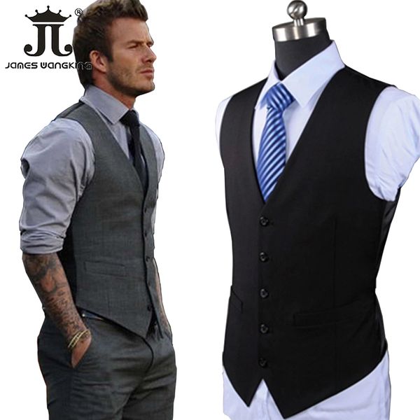 

men's vests wedding dress high-quality goods cotton men's fashion design suit vest / grey black high-end men's business casua, Black;white