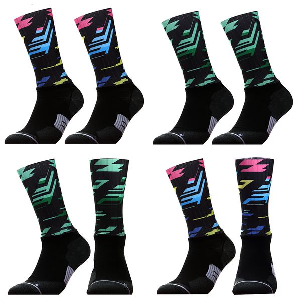 

sports socks professional bike team aero cycling seamless anti slip sport road bicycle outdoor racing compression sock 230801, Black