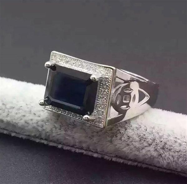 

luxury sapphire ring for man 10 12mm genuine black sapphire pure 925 sterling silver man ring from the biggest chinese sapphire mi6705563, Slivery;golden