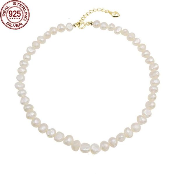 

s925 sterling silver natural fresh water beaded necklaces baroque pe3413655