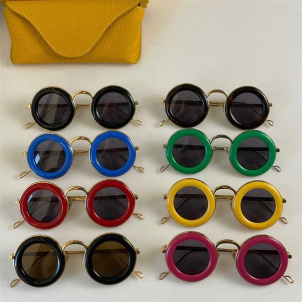 

2023 luxury designer 23 new luo yijia round frame sunglasses ins net red same jelly colored sunglasses women lw40094, White;black