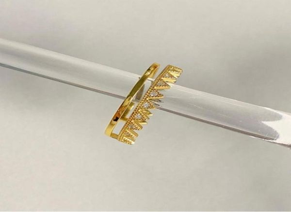 

cluster rings 925 sterling silver double layer ring fashion open resizable gifts for women geometry design wedding jewlery organis7138281, Golden;silver