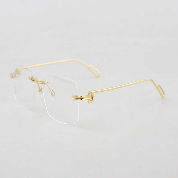 

2023 new luxury designer sunglasses kajia series 0162 frameless pure titanium myopia lens high-end business eye frame, White;black