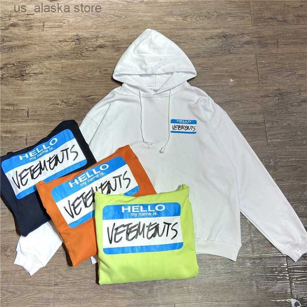 

men's hoodies sweatshirts good quality 2022fw hello my name is vetements fashion men hoodies 1 1 vetements colorful women sweatshirts c, Black