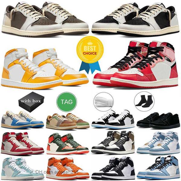 

with box jumpman 1 high basketball shoes 1s university gold solefly lost found reverse mocha black phantom bred patent men women sneakers ou