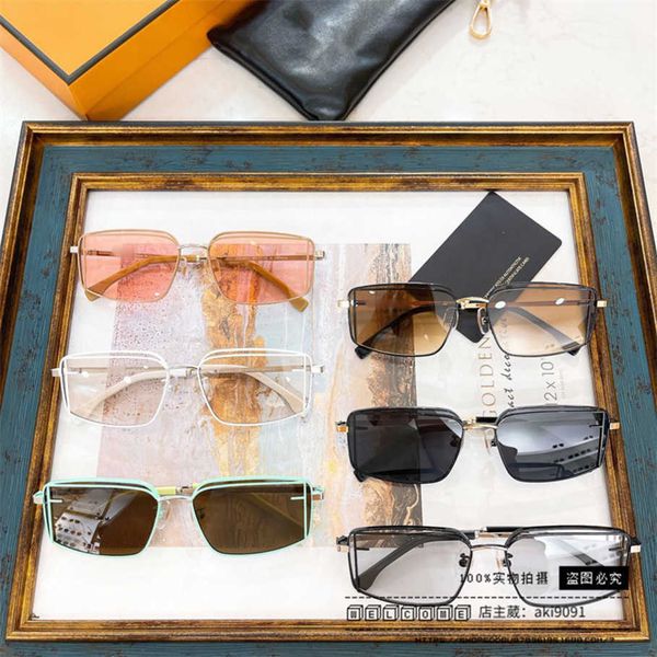 

2023 new luxury designer 23f home's new square sunglasses wind ins net red metal sunglasses fol061v1, White;black