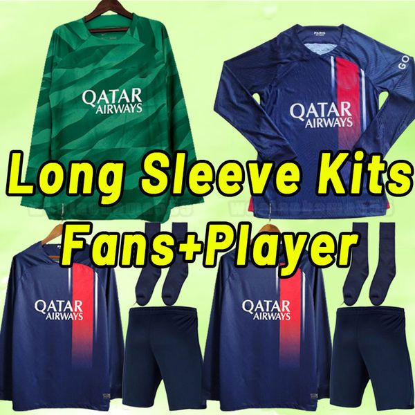 

mbappe hakimi soccer jerseys messis 23 24 maillots de football 2023 2024 marquinhos verratti psgs shirt uniform fabian sanches long sleeve g, Black;yellow