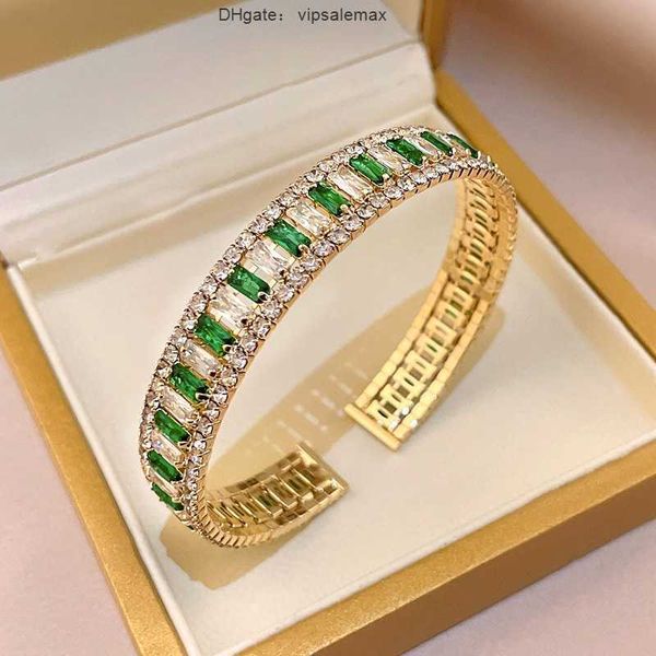 

carlidana vintage green crystal charm cuff bracelet bangle for women luxury elegant gold color crystal bracelet wedding gifts, Black