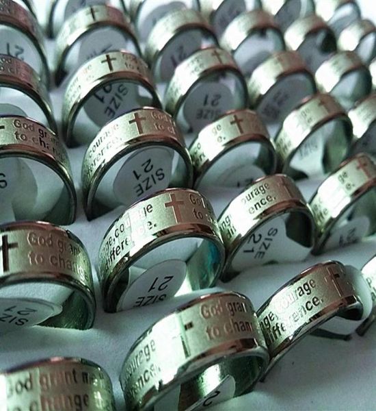 

brand new 50pcs english the serenity prayer silver stainless steel men039s 7mm jewelry etching rings whole mixed lots248e1940246, Slivery;golden