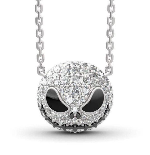 

nightmare before christmas skeleton necklace jack skull crystals pendant women witch necklace goth gothic jewelry whole j1218737514133099, Silver
