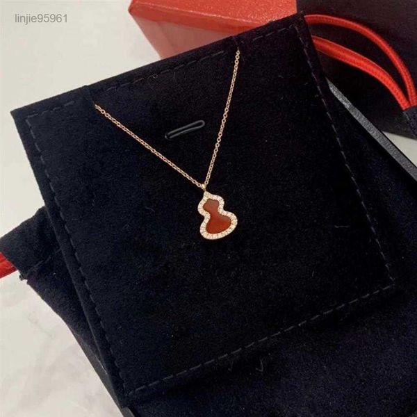 

s925 sterling silver red gourd necklace lucky inlaid red agate anti allergy lady neckl261e