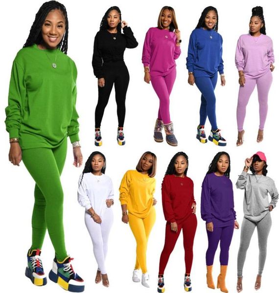 

women 2 two piece tracksuits solid color long sleeved jogger set pullover sportswear casual autumn spring sport outfits plus size 1397576, Gray