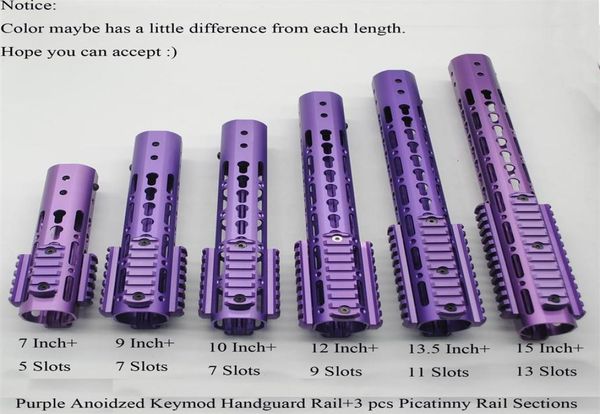 

purple anodized 7 9 10 12 13 5 15039039 keymod handguard rail with 3 x picatinny weaver rail sections aluminum barrel nut2199163562