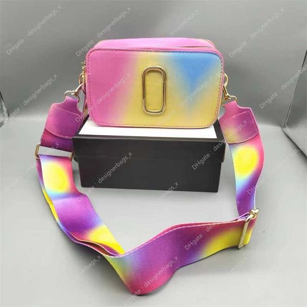 

small design 2023 spring bag designer coin purse fashion sense wide shoulder strap one crossbody fashion versatile small square rainbow bags