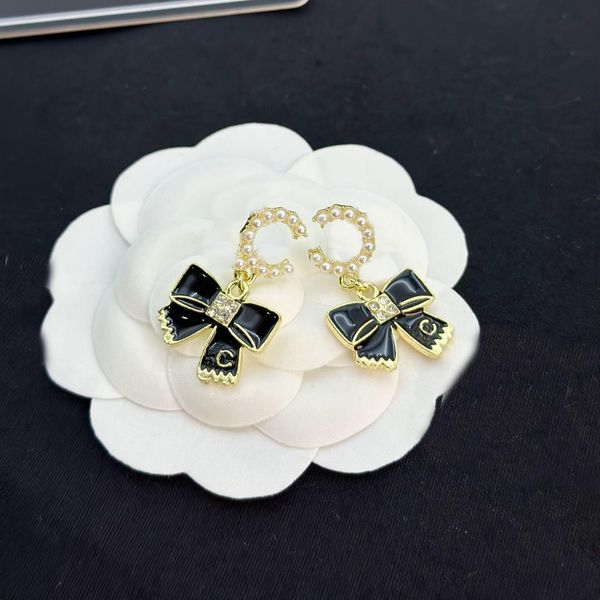 

2style designer letters dangle earring bowknot 18k gold plated crystal geometric luxury brand stud women rhinestone wedding party jewerlry a, Silver