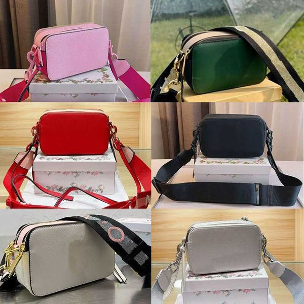 

designers messenger bag for women crossbody camera leather double zip color matching casual wide strap shoulder bags