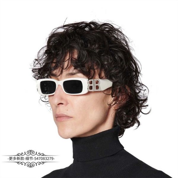 

2023 new luxury designer net red ins same sunglasses small square diamond sunglasses female bb0096, White;black