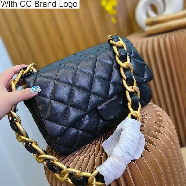 

cc shoulder bags trend thick chain women large capacity crossbody bag classic shopping designer shoulder bags soft leather handbag multi poc, Black
