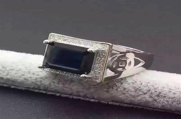 

luxury sapphire ring for man 10 12mm genuine black sapphire pure 925 sterling silver man ring from the biggest chinese sapphire mi3437823, Slivery;golden