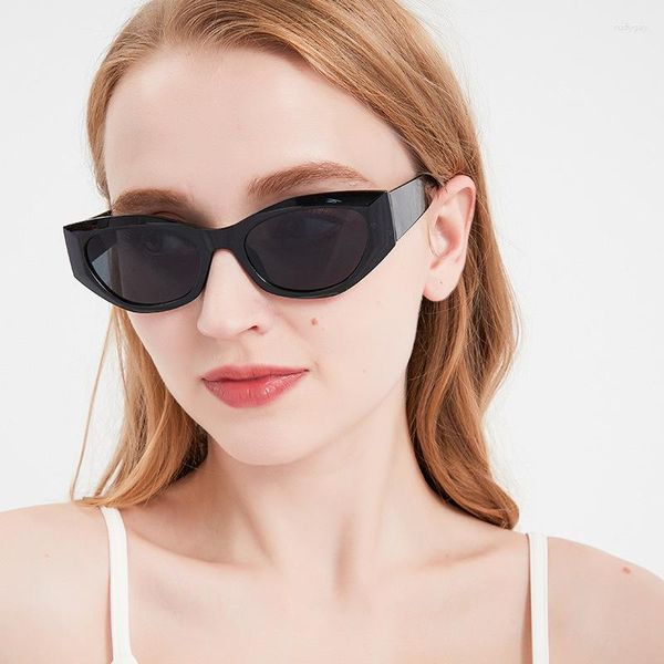 

sunglasses female street po show anti uv400 glasses small frame cat's eye personality male trend133, White;black