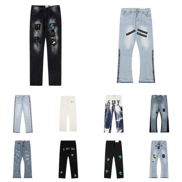 

mens galleries designer jeans distressed slim dept pants ripped biker motorcycle denim for men women fashion luxury jean womens patchwok a02, Blue