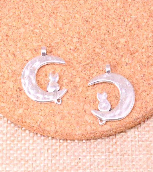 

75pcs charms moon cat 2218mm antique making pendant fitvintage tibetan silverdiy handmade jewelry3187434, Bronze;silver