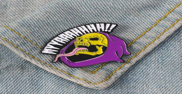 

myyaaahhhh enamel pin long tongue death badge brooch lapel pin jeans bag shirt collar punk skeleton jewelry gift for friends4574659, Gray