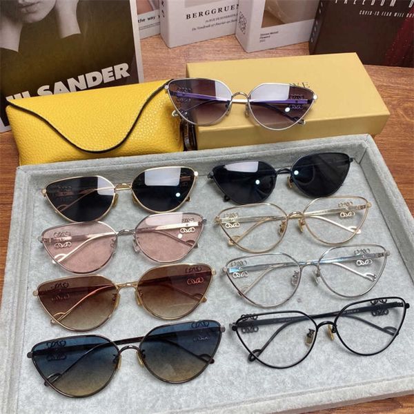 

2023 luxury designer sunglasses new luo yijia metal cat's eye red ins same personalized lw sunglasses fashion, White;black