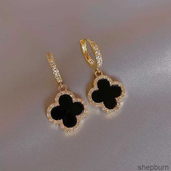 

designer earrings four-leaf clover earrings senior classic small fragrant wind earrings new clover earrings 18k gold plated light luxury fla, Golden;silver