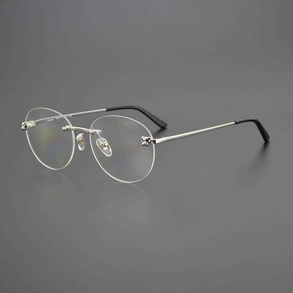 

2023 new luxury designer sunglasses kajia series ct0028 pure titanium frameless myopia lens circular eye frame, White;black