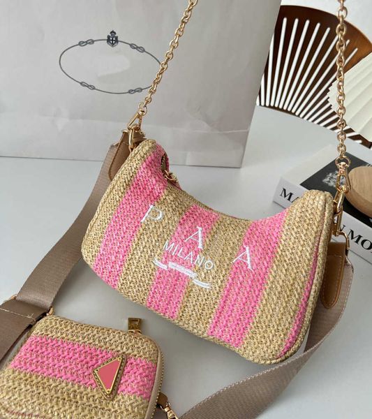 

woman straw bags nylon shoulder bags hobos handbags designer bag underarm chain purses designer crossbody baguettes lady small tote niche hi