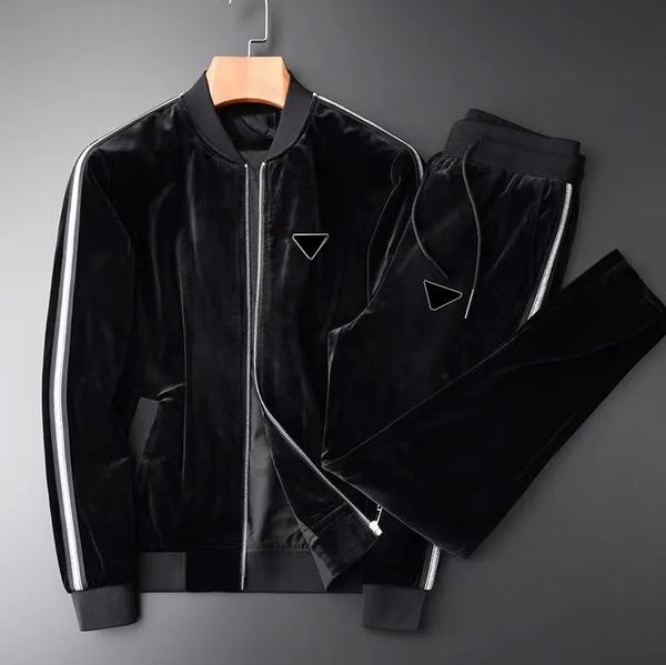 

mens tracksuits long sleeve jacket zipper coats designer velour tracksuit jumpers two pieces sets hoodie pants suits mens designer tracksuit, Gray