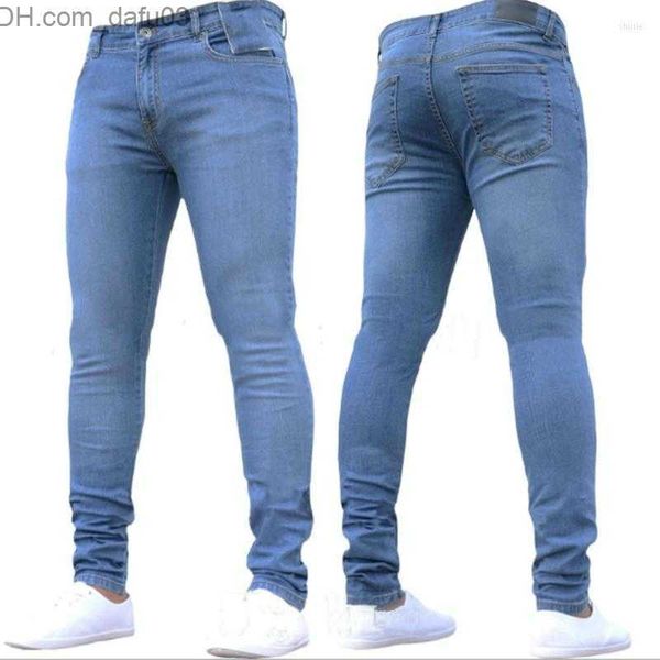 

men's jeans men's jeans mens pants high waist zipper stretch casual slim trousers male oversize pencil denim skinny for men z23080, Blue