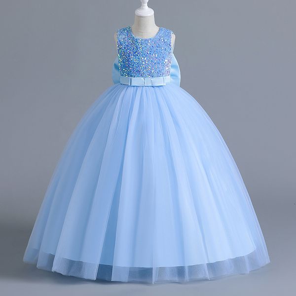 

girl's dresses 12 14 yrs girls party dresses blue sequined bow gala prom gown for children kids formal events costume birthday princess, Red;yellow