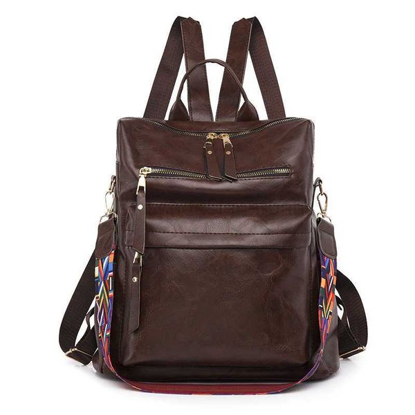 

backpack style travel 2023 fashion pu leather anti theft backpack women's solid color zipper versatile laptravel backpackstylishdesigne
