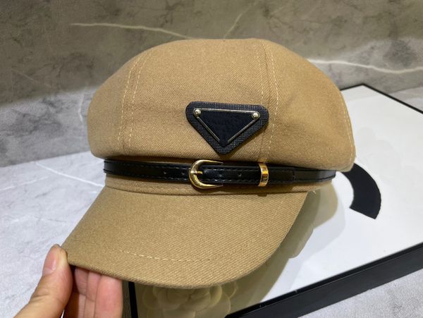 

luxury ladies military hat ladies octagonal hat designer men and women fashion design knit hats fall woolen cap letter jacquard warm hat, Blue;gray