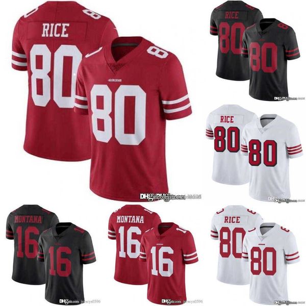 

football jerseys men women san francisco''49ers''jersey 16 joe montana 80 jerry rice 99 javon kinlaw 25 richard sherman, Black;red
