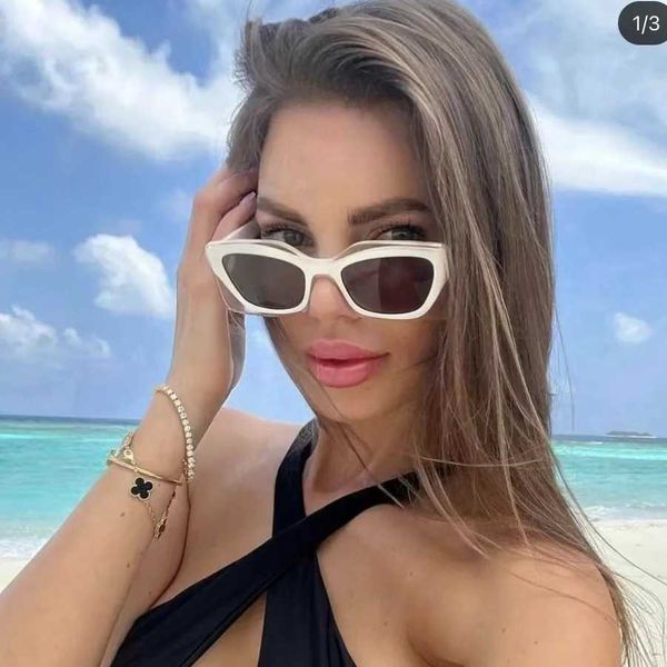 

2023 new luxury designer new f home net red same fashion fe40034 personalized plate cat's eye sunglasses, White;black