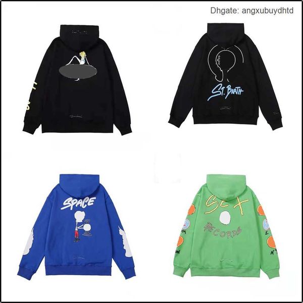 

fashion luxury brand ch men's hoodie seven-colour cross print retro style street pop elements sanskrit design casual loose couple sweat, Black