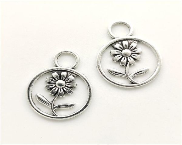 

lot 100pcs flower antique silver charms pendants jewelry diy for necklace bracelet earrings retro style 2317mm dh05361994063, Bronze;silver