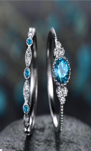 

bridal cubic zircon silver ring 2pcs trendy creative rings sets for women engagement wedding band jewelry8991625