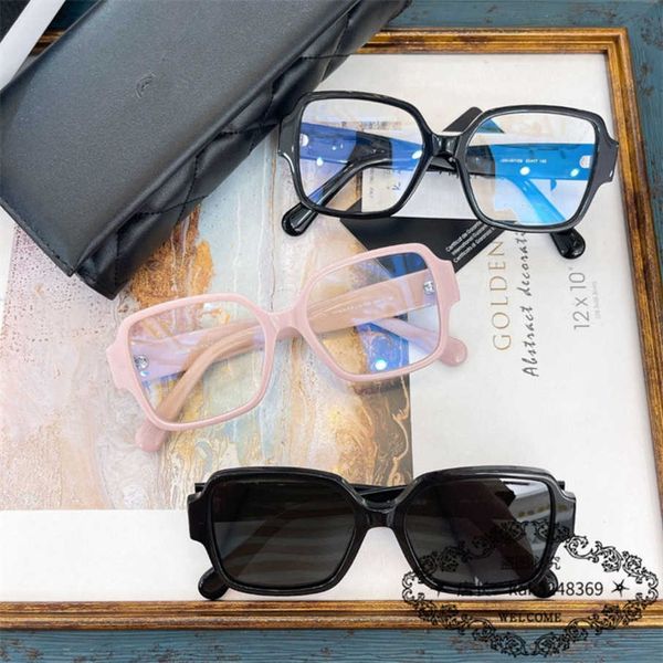 

2023 new luxury designer ins net red same style personality sunglasses big frame flat mirror small sunglasses ch3438, White;black
