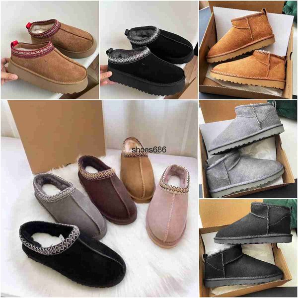 

tazz slide shoes designer women tasman slippers autumn winter classics snow boot mini platform boot fashion cow suede warm woolen tazz mini, Black