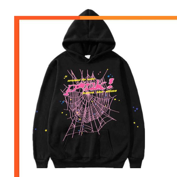 

mens hoodies sweatshirts pink mens sp5der 555 spider hoodie designer men puff print hoody young thug pullover nevermind the heres slime poly, Black